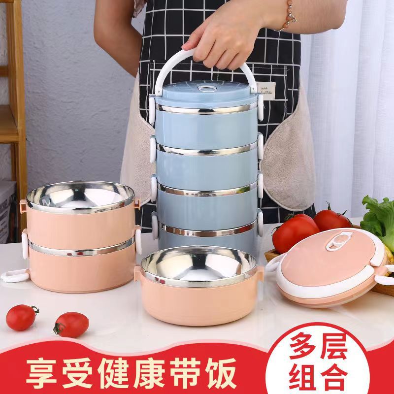 Fiambrera de aislamiento para estudiantes de acero inoxidable, lonchera para trabajadores de oficina, comedores de doble capa multicapa, utensilios para cocinar, lonchera transfronteriza