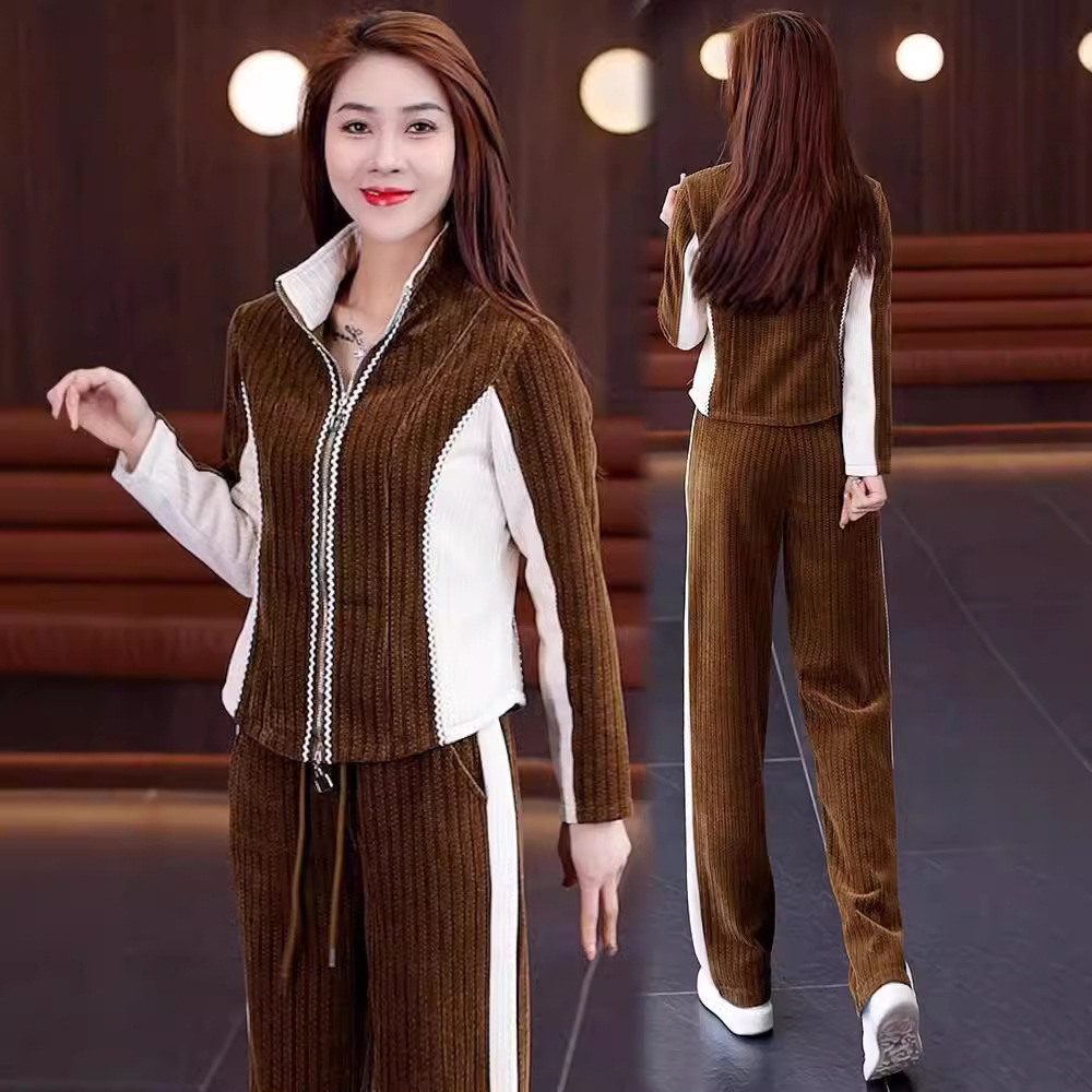 Women's Clothing new casual sportswear women's suits spring and autumn fashionable hooded sweatshirt wide leg pants two piece suit_voghion.com