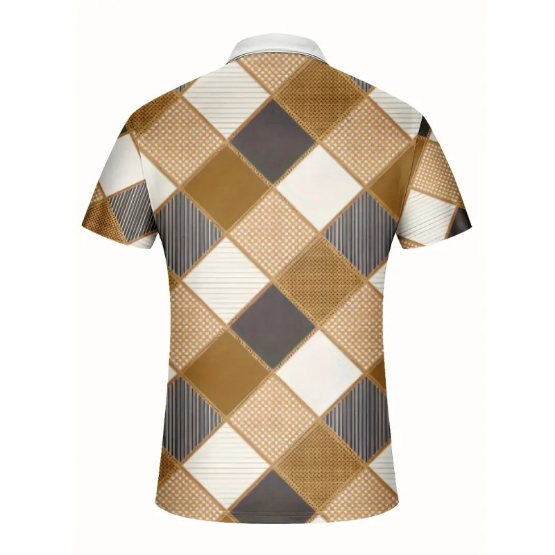 Clásico retro cuadrado de color regular estampado 3D hombre todo fósforo ancho de hombro suelto transpirable caballo camisa POLO con cremallera