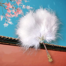 古风仙气羽毛扇汉服配饰舞台表演舞蹈扇儿童扇摄影创意团扇手持扇