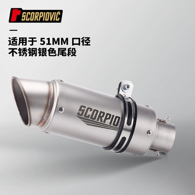 Golden Barrel Tail Muffler Motorcycle exhaust pipe - stainless-steel-silver-tail-section
