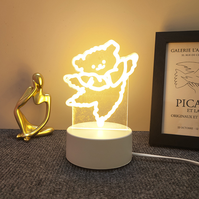 新奇特3d小夜灯卸売り来図創意プレゼントのベッドの上の電気スタンドの越境雰囲気はアクリル製のlogoを決めます。|undefined