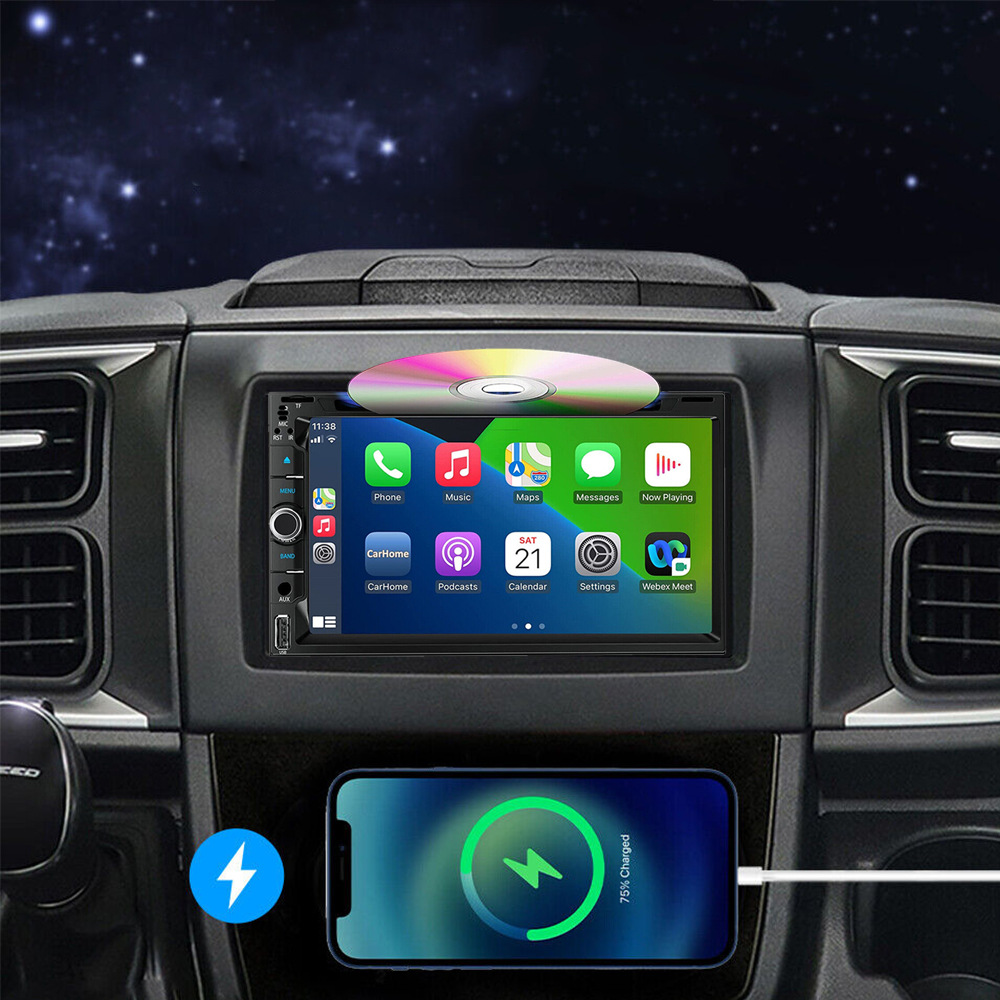 6.95inch Dual-Dvd/Cd Car Navigation Wireless Carplay Multimedia Player Bluetooth Hands-Free 12V