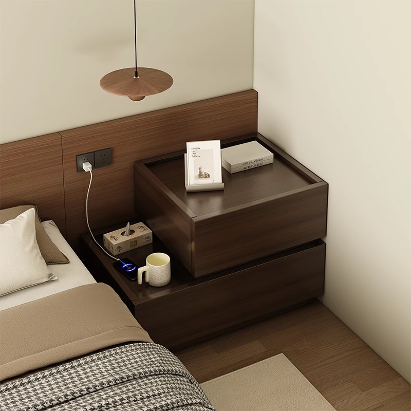 Escritorio de cabezal de cama estilo italiano simple rectangular borde varios combinación libre almacenamiento armario sofá estante de almacenamiento junto a la cama