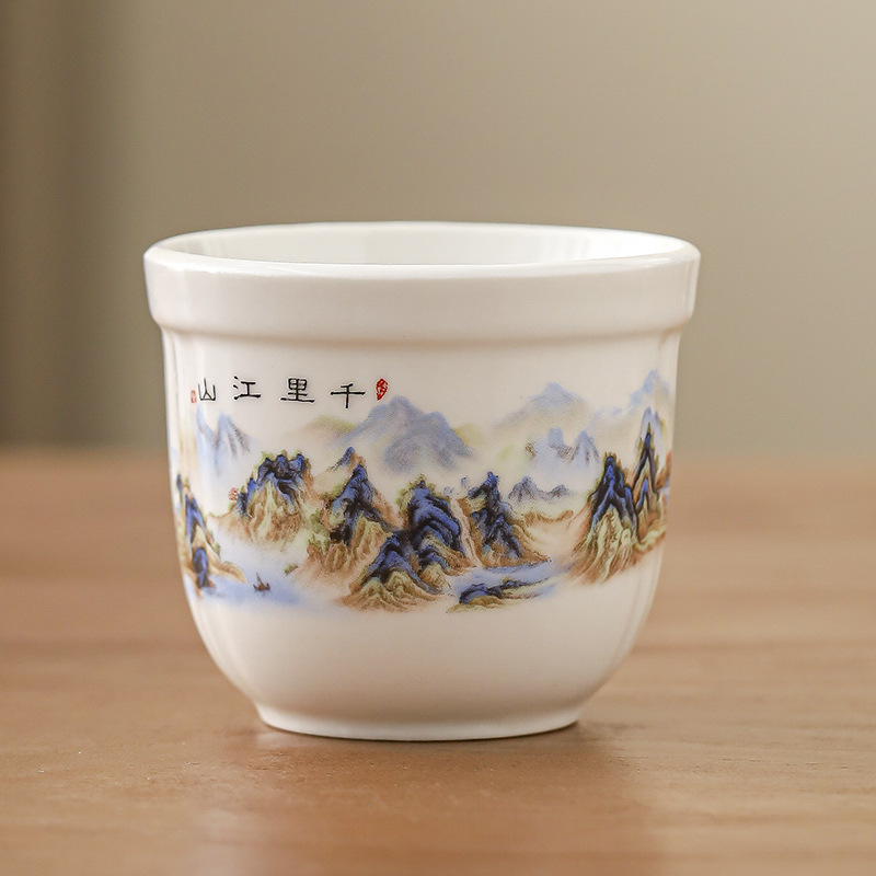 양고기 지방 옥 플랫 컵 - Qianli Jiangshan