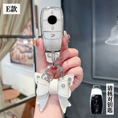 c200l female glc gla – Car key bag - mercedes-benz-e-smart-3-key-crystal-white-single-shell-bow-diamond-buckle
