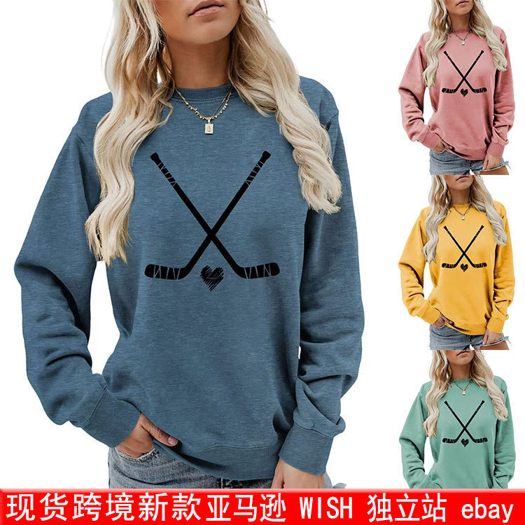 Amazon Ebay Independent Station Fashionable Stylish Women's Golf Club Heart Autumn and Winter New Round Neck Sweatshirt