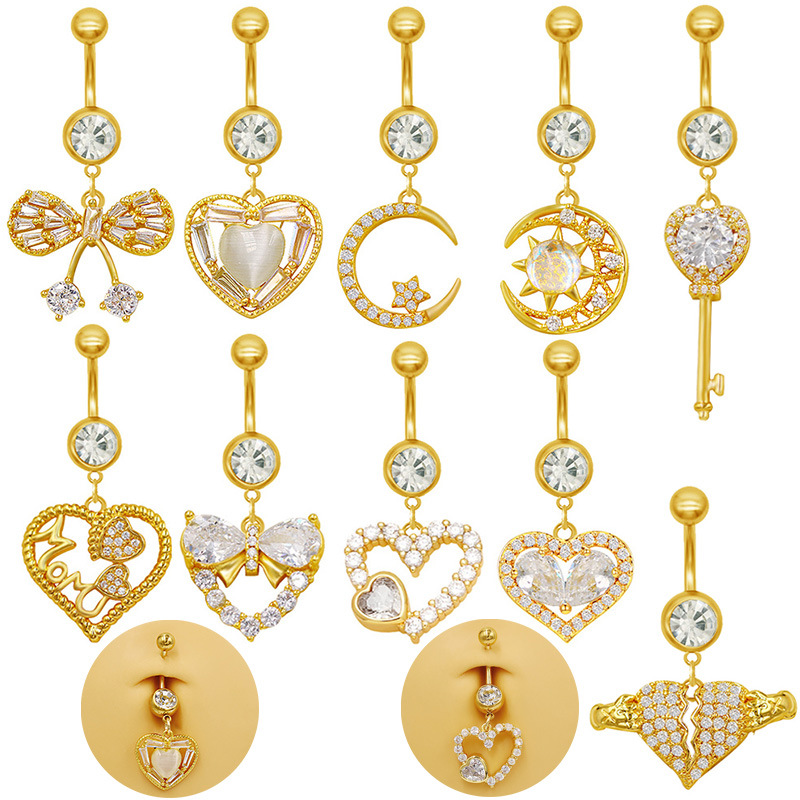 7g Weight Zircon Inlay Material Belly Ring Classification 1 Piece Quantity Holiday, Banquet, Party Occasion Zinc alloy Material Geometric, Moon, Knot, Butterfly, Bow Knot Pattern All Seasons Season Unisex Gender Novelty Style 1 Piece Belly Rings Novelty Geometric Moon Knot Zinc Alloy Zircon 无