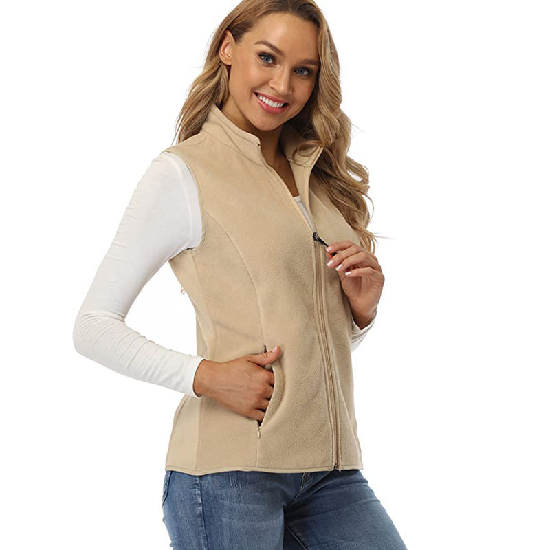 Cross-border Amazon Explosive European and American Style Fleece Vest for Women Soft Sleeveless Jacket with Vertical Collar Fleece Vest for Women