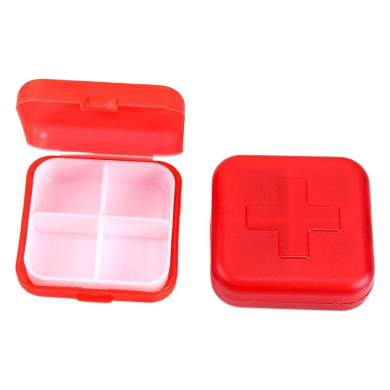 Viajar cruz cuádruple pastillero portátil mini pastillero portátil caja de almacenamiento de pastillas bolsa