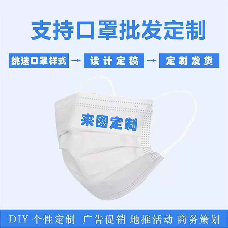 口罩logo印图案一次性三层成人印花独立包装广告diy免费设计防护