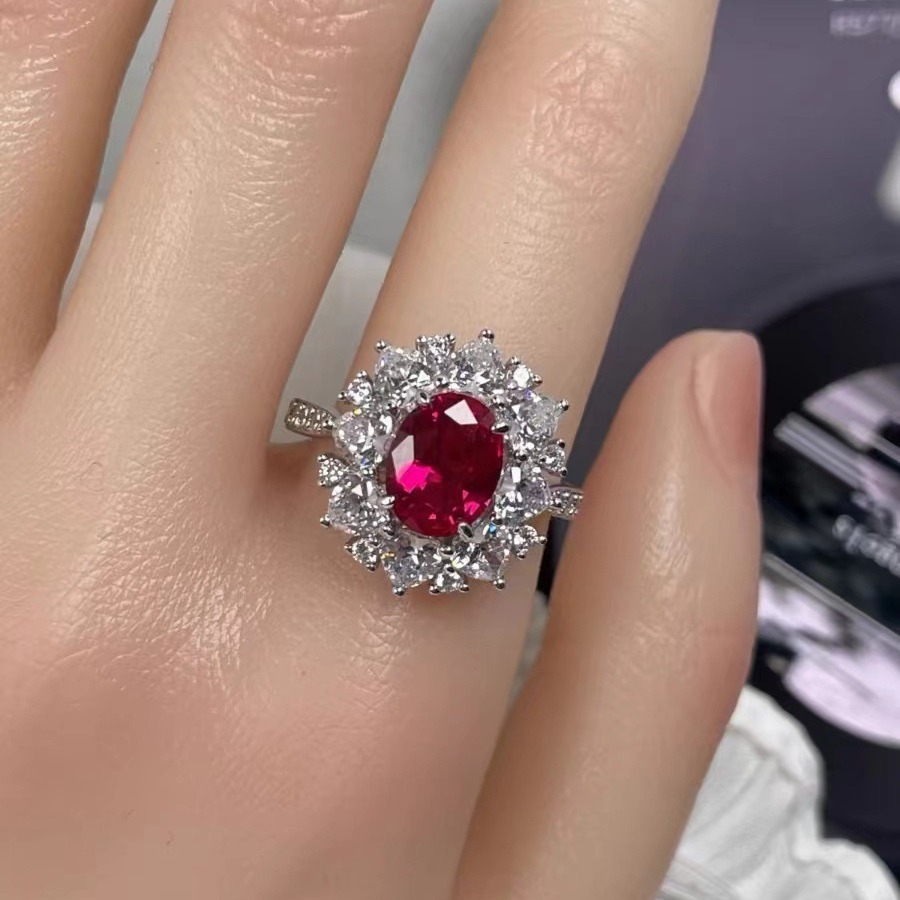 Elegant Adjustable Red Zircon Open Ring For Women Retro Style_voghion.com