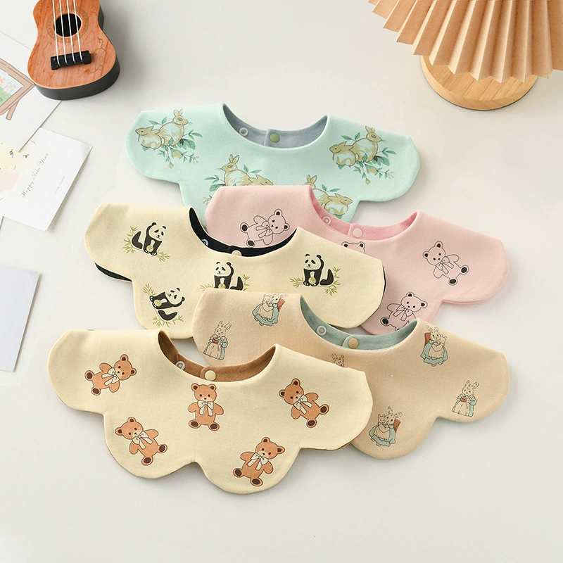 Children's cotton eating bib, double-sided scarf