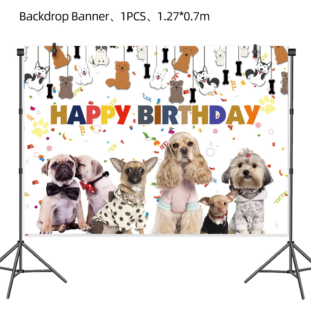 새로운 강아지 애완견 발톱 테마 생일 파티 식기 접시 컵 휴지 풍선 배경 천
