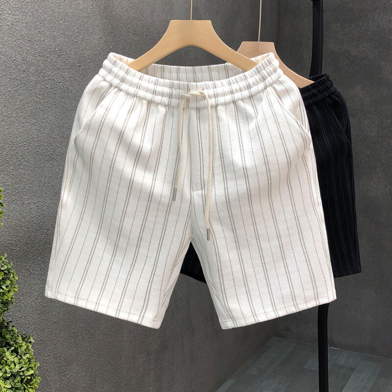Jinbukang Summer New Arrival White Striped Casual Shorts Men's Lightweight Half-length Pants for Men's Summer Trendy