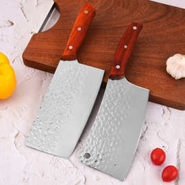 网红家用不锈钢菜刀锤纹镜光锻打菜刀骨刀切肉切菜厨房刀具