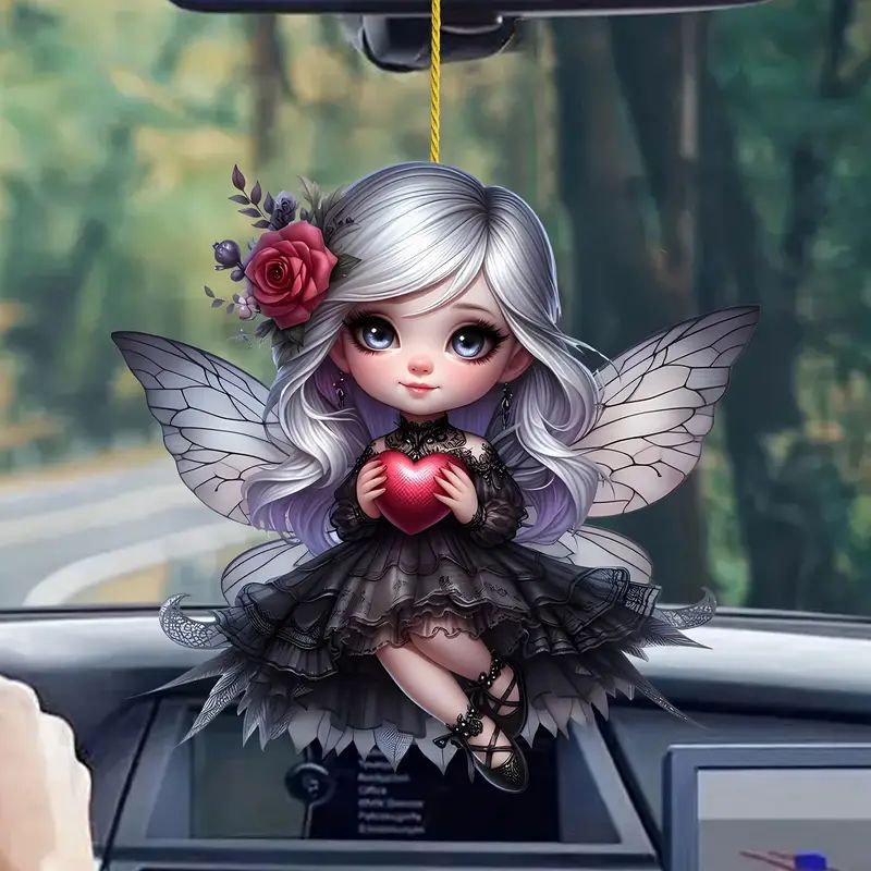 Acrílico oscuro pequeño hada colgante de automóvil nuevo producto transfronterizo plano espejo interior decoración mochila colgante