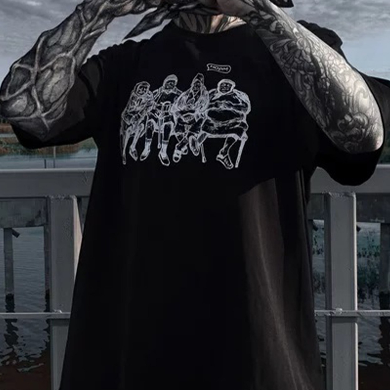 EBay impresión digital hombres y mujeres unisex pareja Halloween impresión digital casual cuello redondo jersey verano manga corta