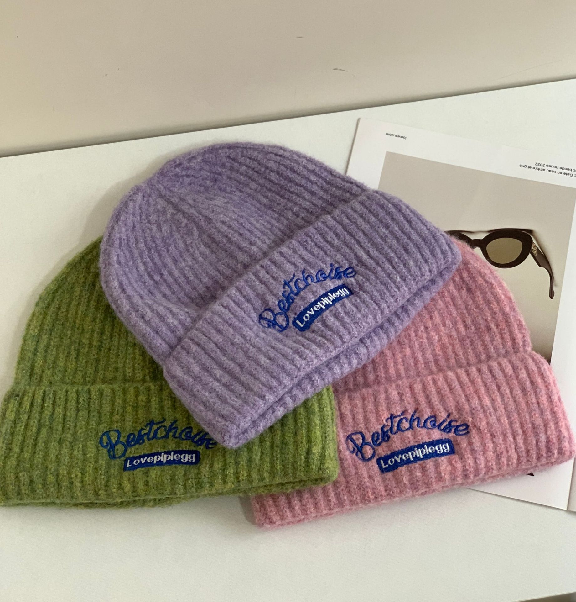 Gorro de lana para mujer multicolor estilo invierno trendy_voghion.com