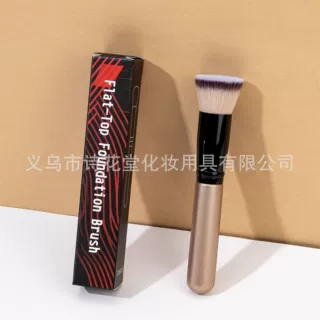 跨境新品初学者单支BB霜平头粉底刷便携木柄彩盒装不吃粉快速上妆