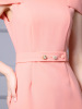 Zhili High end Pink Dress 2024 New Belt Waist Panel Short Sleeve Irregular Mid length Dress Summer Style