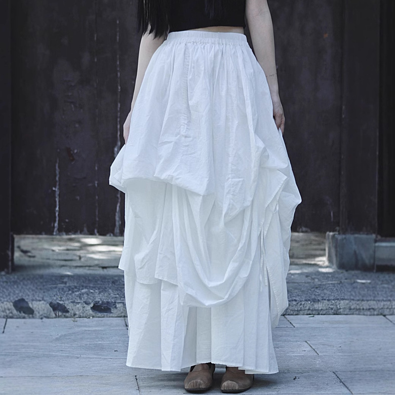 Customized 25 Spring/Summer Dark Cool Style Heavy Pleated Design Large Hem Skirt Vintage Spring/Summer Skirt Customized 25 Spring/Summer Dark Cool Style Heavy Pleated Design Large Hem Skirt Vintage Spring/Summer Skirt