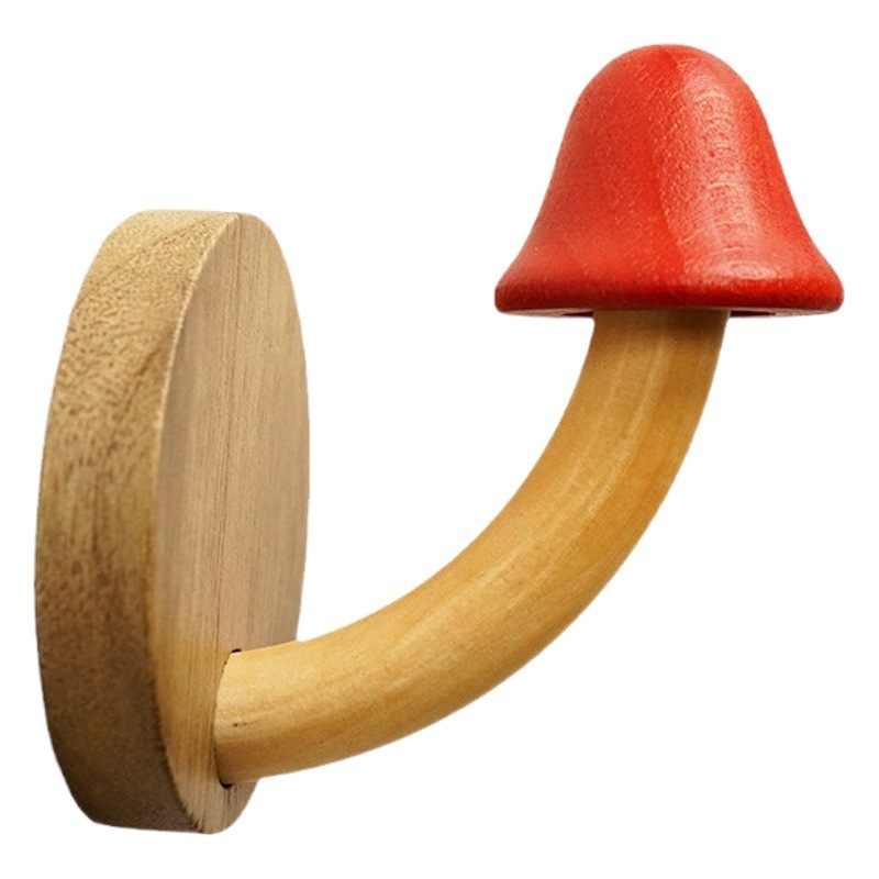 Abrigo de setas de madera creativa y gancho de sombrero gancho de madera maciza Gancho de registro nórdico detrás del gancho de almacenamiento de la puerta