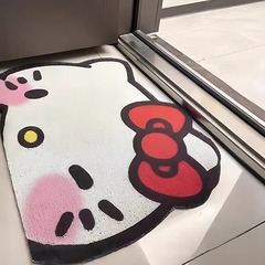 卸売りかわいいケイティ猫が家に入って入り口に入る家庭用の足マットの糸輪滑り止めじゅうたんマットは裁断できる