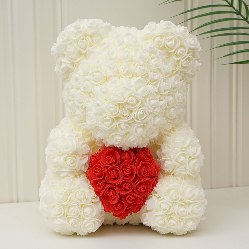 Día de San Valentín regalo Rosa oso ramo de Navidad eterna flor Rosa oso caja de regalo ramo corazón abrazando regalo de cumpleaños