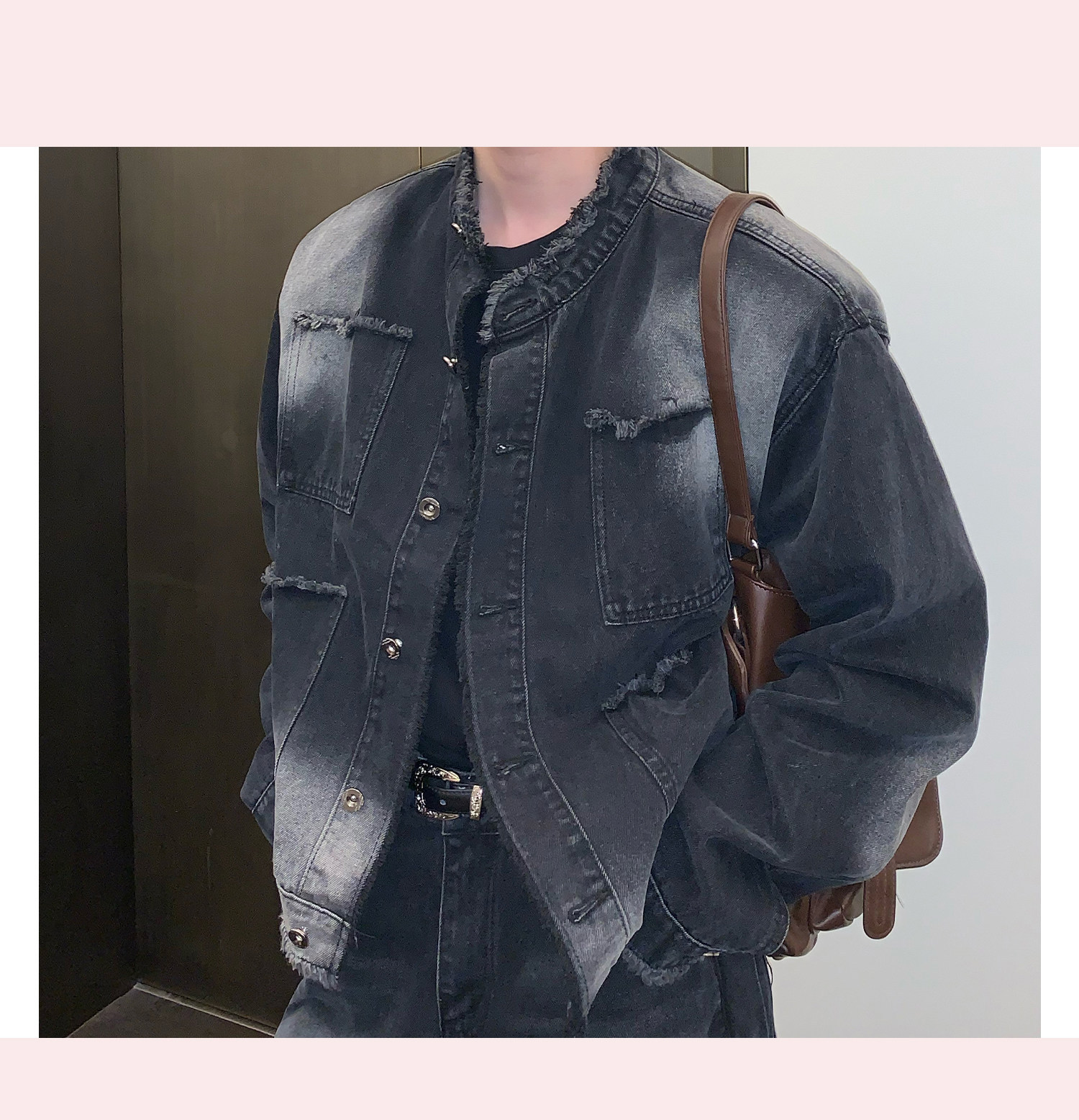 Giacca in jeans da uomo distressed retro lavaggio stile urbano_voghion.com