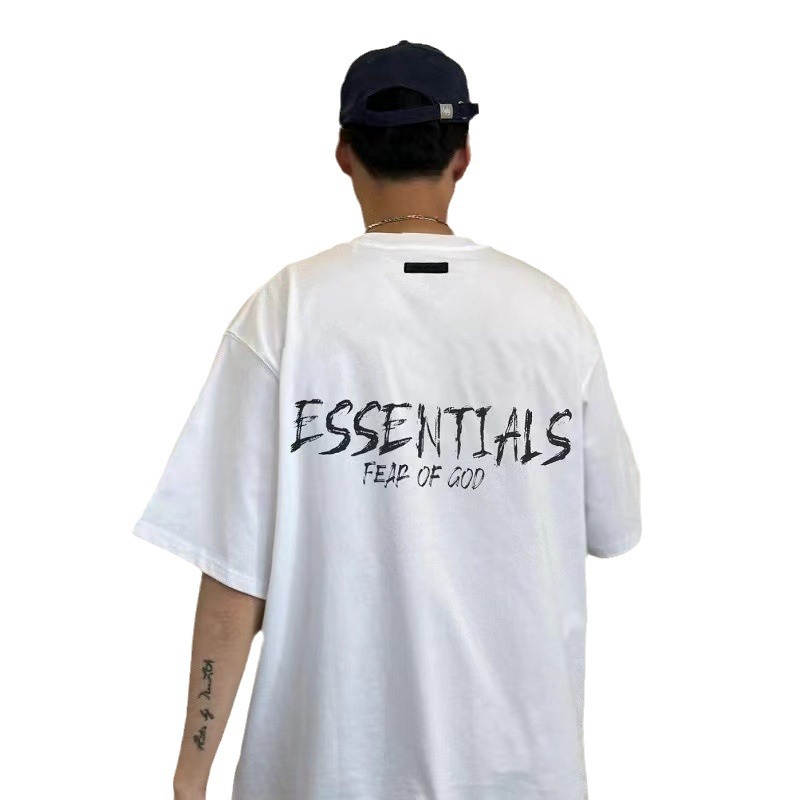 夏の新型エッセンティアルス潮牌アメリカアルファベットプリントカジュアルゆるい半袖tシャツ男女カップル