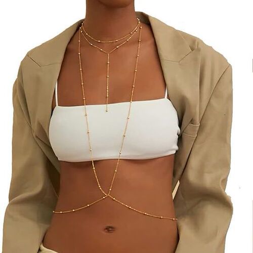 European and American cross-border hot selling body chain, sexy and fashionable summer water drop multi-layer cross women's body chain necklace in one