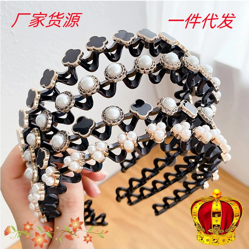 Корейский взрослая повязка для волос с волной оптом челка сломанные волосы отделка артефакт жемчужное лицо коса повязка для волос головной убор аксессуары для волос