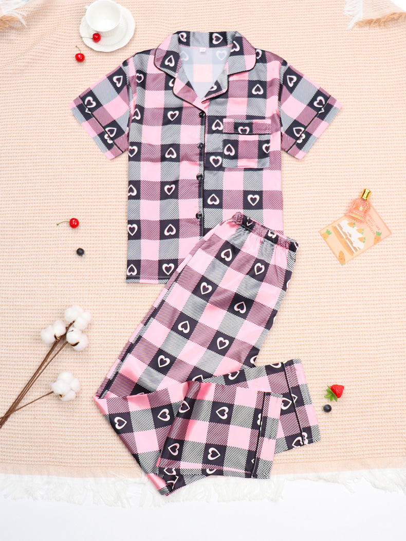 Pijamas de satén ropa para el hogar Amazon ropa de mujer europea y americana seda artificial pijamas de manga corta para mujer ropa de aire acondicionado de verano