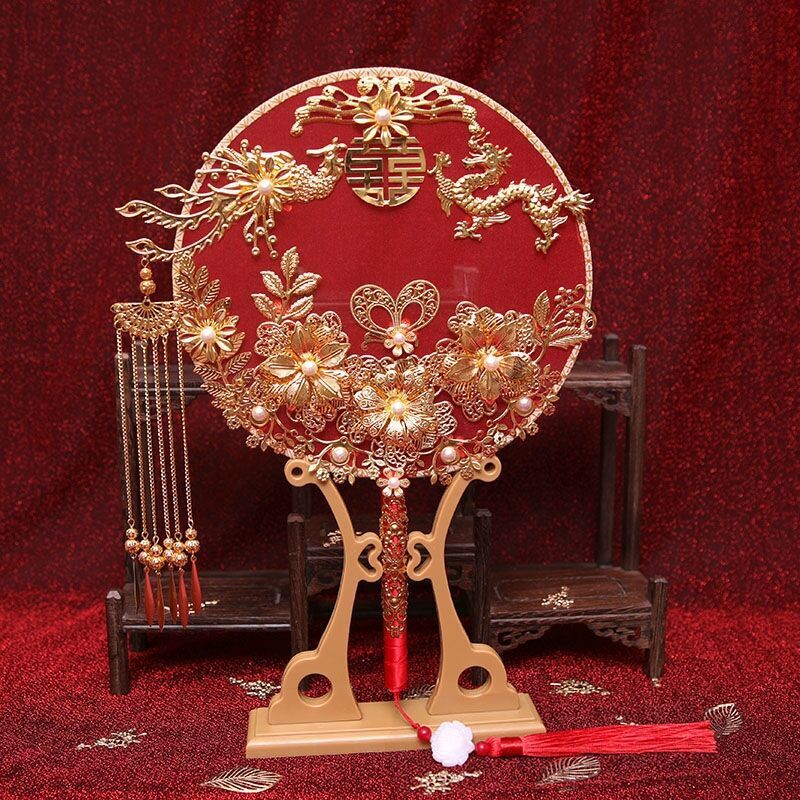 小红书中式扇子新娘遮面手捧花古风结婚秀禾团扇婚礼出嫁喜扇成聚|undefined