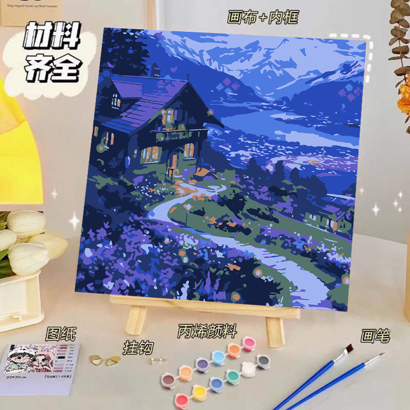 Pintura al óleo digital de bricolaje, dibujos animados para niños, pinturas para colorear hechas a mano, lindos puestos de animación curativos, comercio exterior transfronterizo