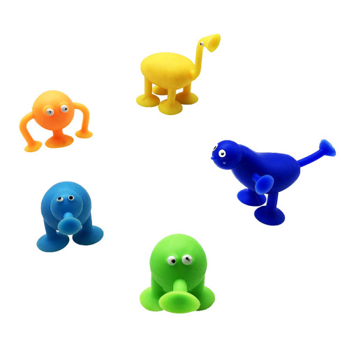 Cross-border hot selling simulation animal doll suction cup toy cartoon children's toy suction and sticky soft building blocks