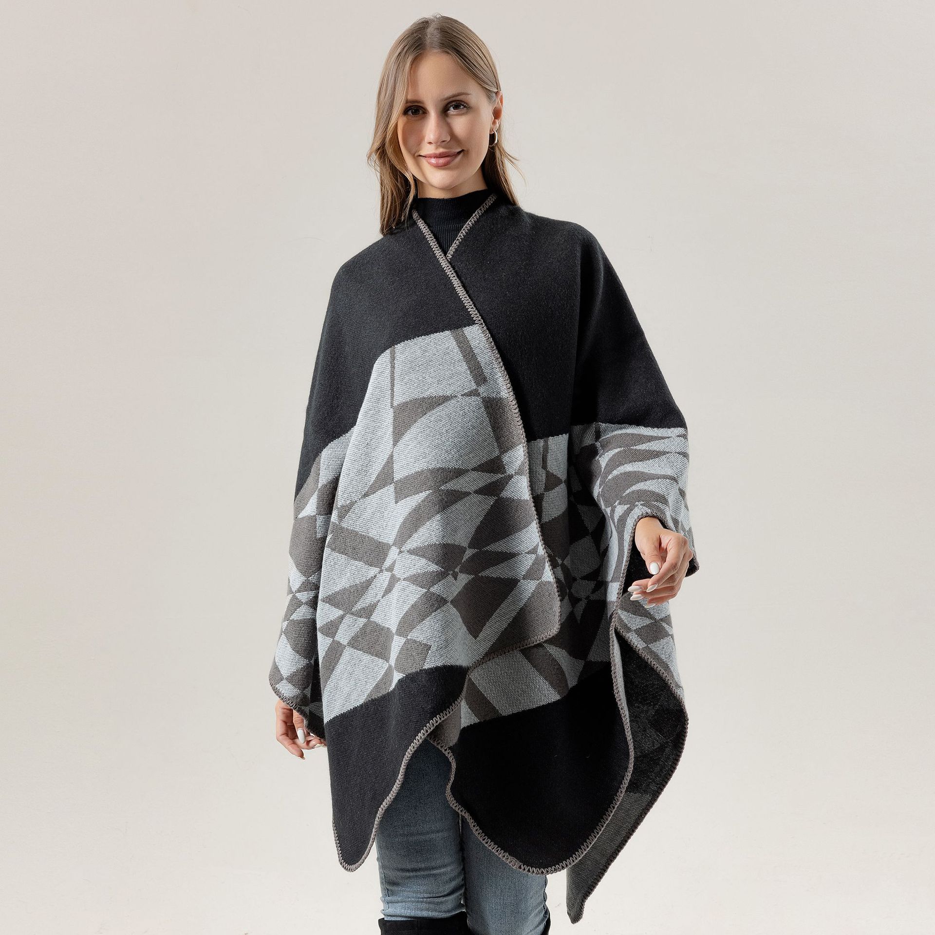 Chal étnico de pastizales de Xinjiang, grande, estilo verano y retro