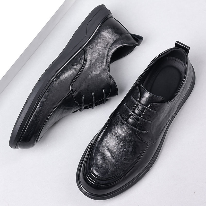 Spring New Style Men's Business Casual Leather Shoes, High-End Genuine Leather Men's Soft-Soled Single Shoes, First-Layer Cowhide Men's Shoes, Breathable