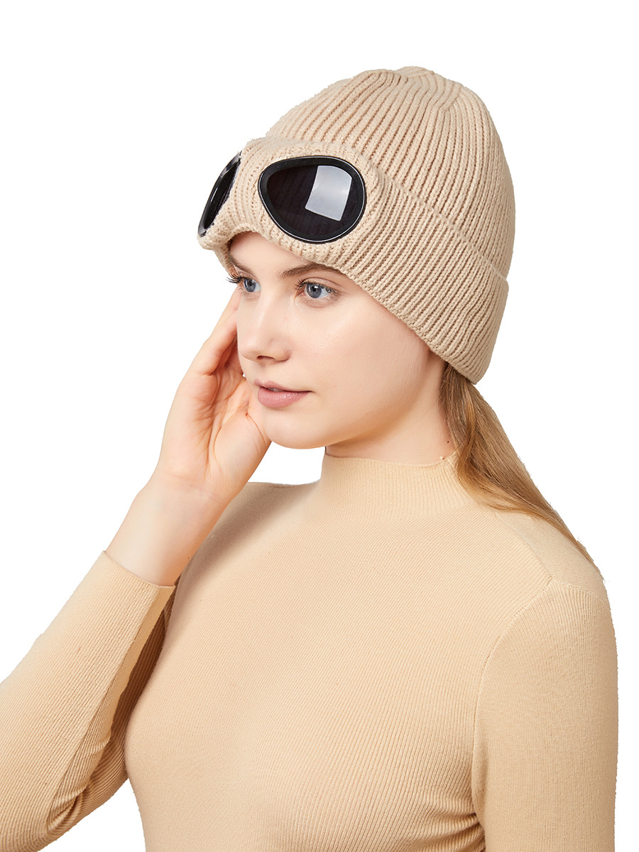 跨境帽子秋冬季男女防风眼镜加绒滑雪针织帽亚马逊欧美保暖毛线帽详情15