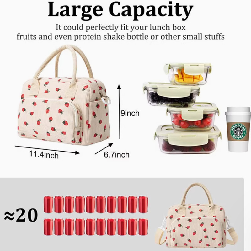 Men's And Women's Thermal Insulation Simple Large Capacity Work Lunch Box Handbag
