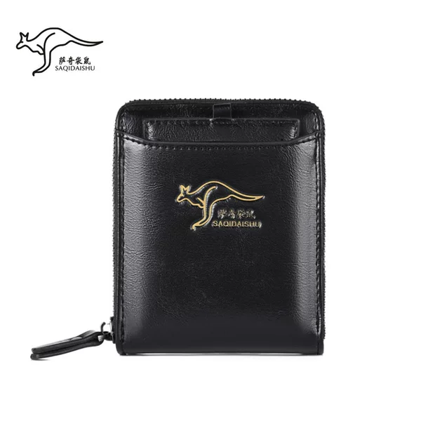 Saqi Kangaroo New Men's Pu Leather Short Wallet Business Multi-Card Slot Anti-Theft Wallet Dropshipping