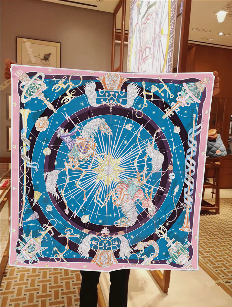 Regali di seta in twill quadrato di seta, fasce per capelli, decorazioni professionali, nastri, dolce stile principessa, cielo stellato piccolo_voghion.com