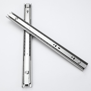 Household Drawer Cold-Rolled Steel Thickeneded Three-Section Guide Rail Cabinet Double Row Solid Steel Ball Track Buffer Damping Slide Rail