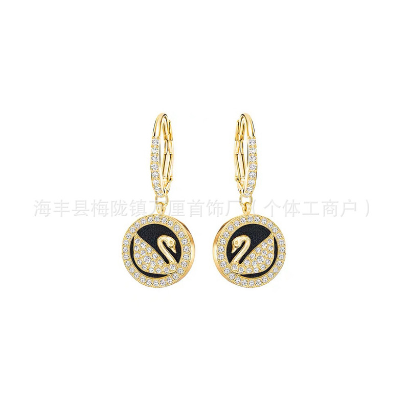 施华洛水晶世奇灵动天鹅跳动的心耳环施家高版本恶魔之眼耳钉女|undefined