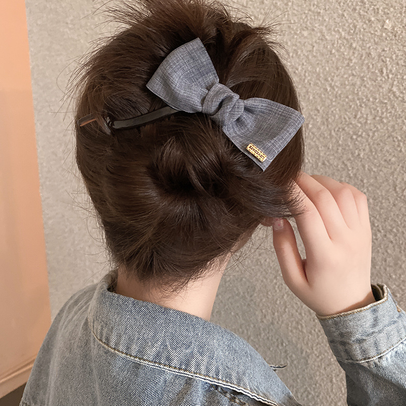 2025 新しいデニムリボンクリップ女性の多用途ハイエンドヘアクリップ後頭部大型サメクリップ帽子|undefined