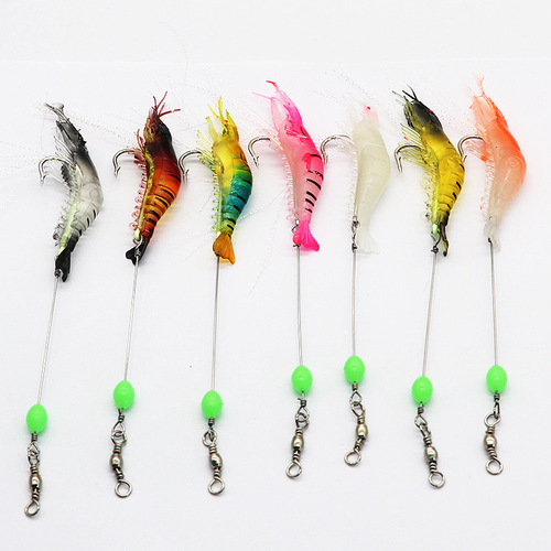 Wholesale lure bait fake shrimp with hook shrimp 8cm/5g fish bait bionic bait simulation soft bait soft shrimp luminous mouth