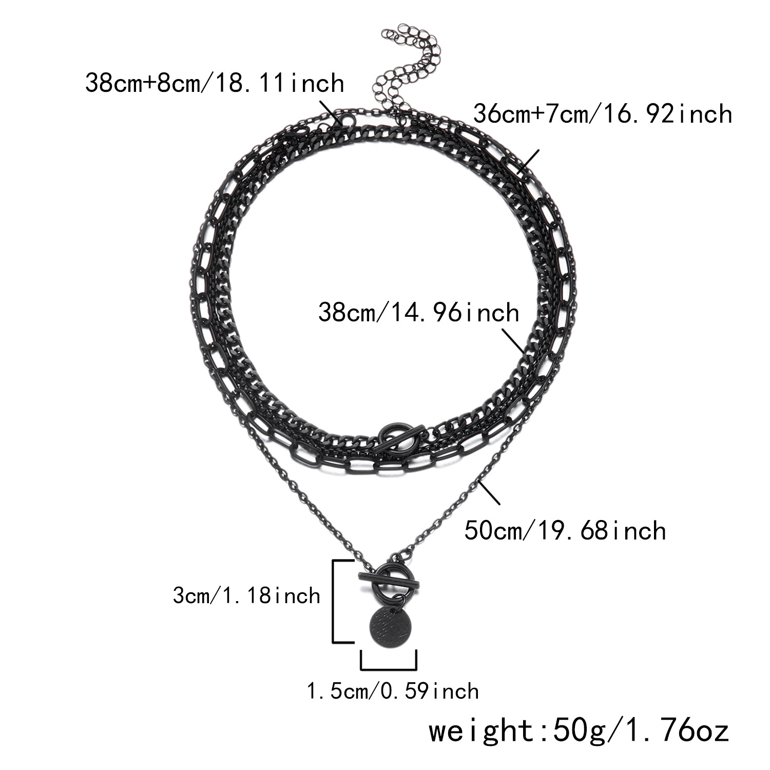 Mehrschichtige Halskette mit Herzanhänger für Damen, Schwarz, minimalistisches Design mit OT-Verschluss, modische elegante Halskette für Frauen, grenzüberschreitend