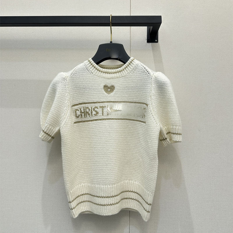 25 New Winter Models Nanyou High-End Custom Dio Simple Casual Letter Jacquard Heart Embroidery Cashmere Knitted Short Sleeves 25 New Winter Models Nanyou High-End Custom Dio Simple Casual Letter Jacquard Heart Embroidery Cashmere Knitted Short Sleeves