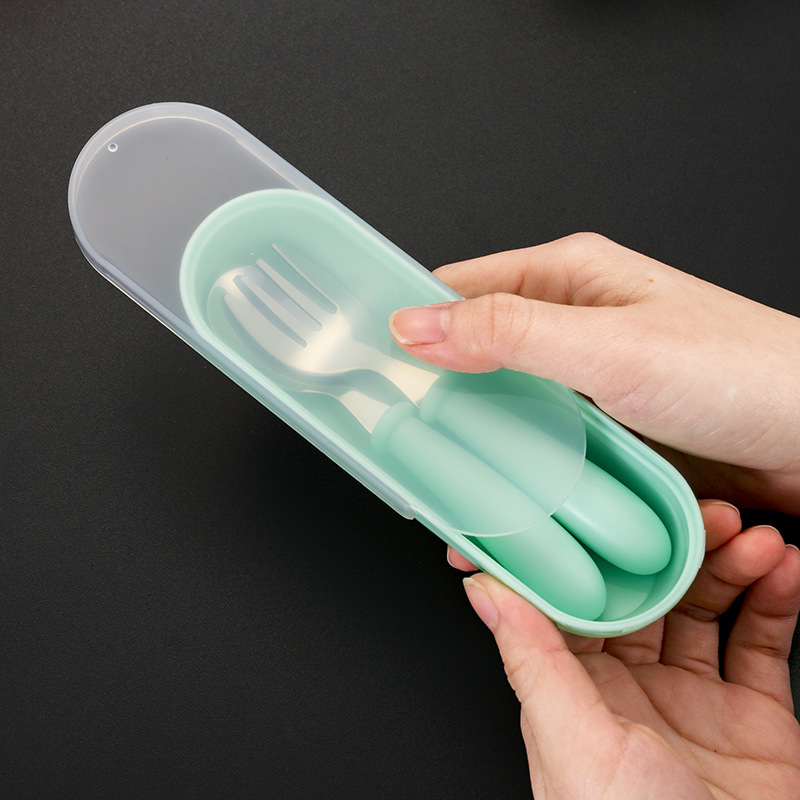 304 portátil de acero inoxidable cuchara para niños Tenedor vajilla bebé comiendo cuchara Tenedor traje madre bebé regalo personalización